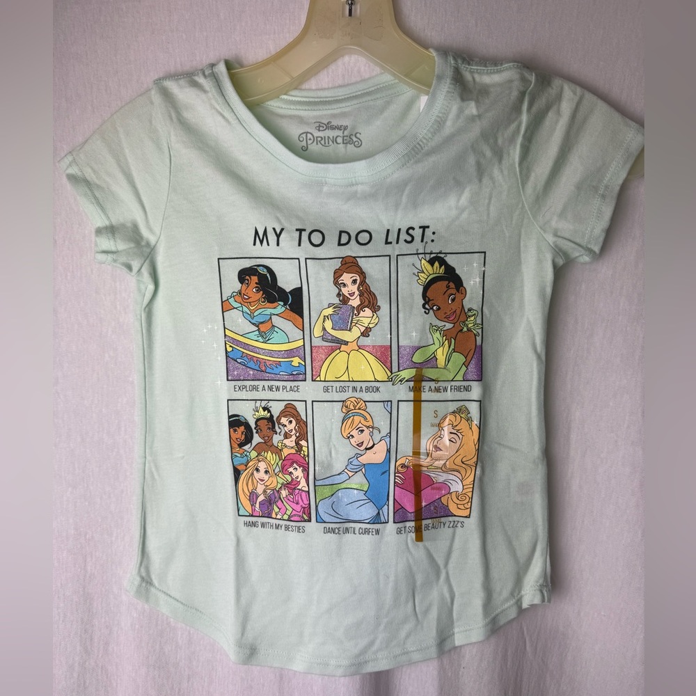 NWT Disney Princess My To Do List Short Sleeve Graphic T-Shirt Honeydew S (6-6X)